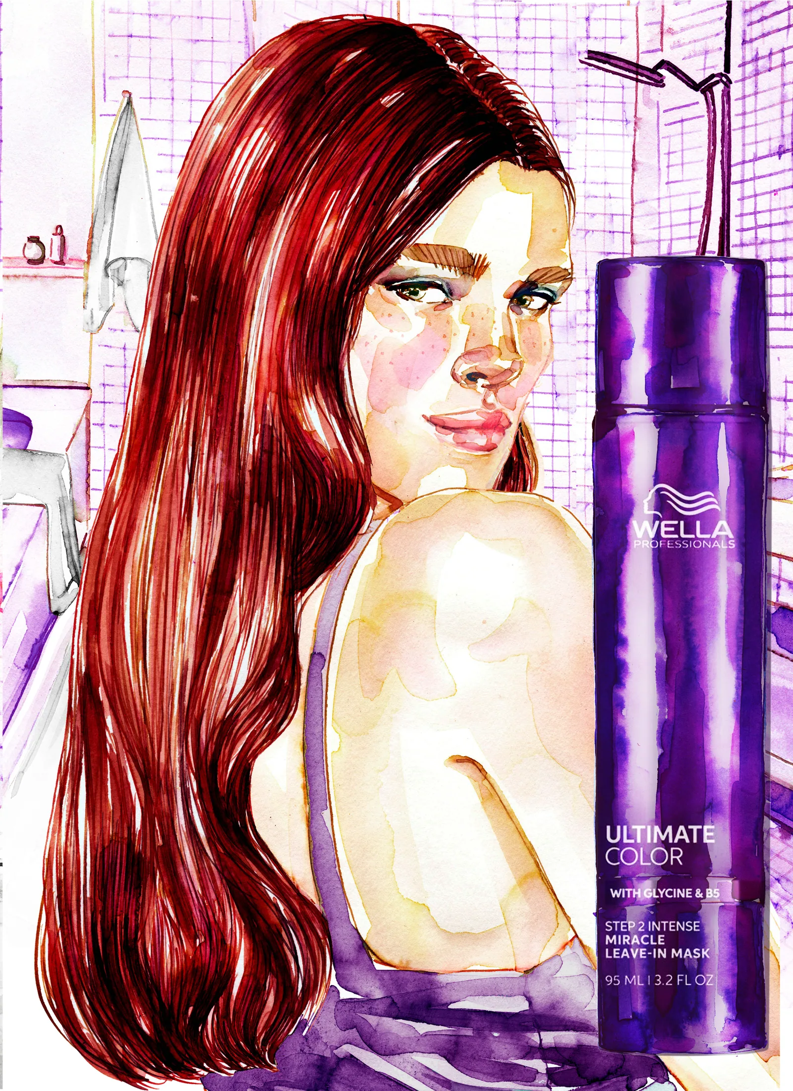 Wella Ultimate Color Miracle Leave-In Mask for Vogue, illustration by Samantha Hahn
