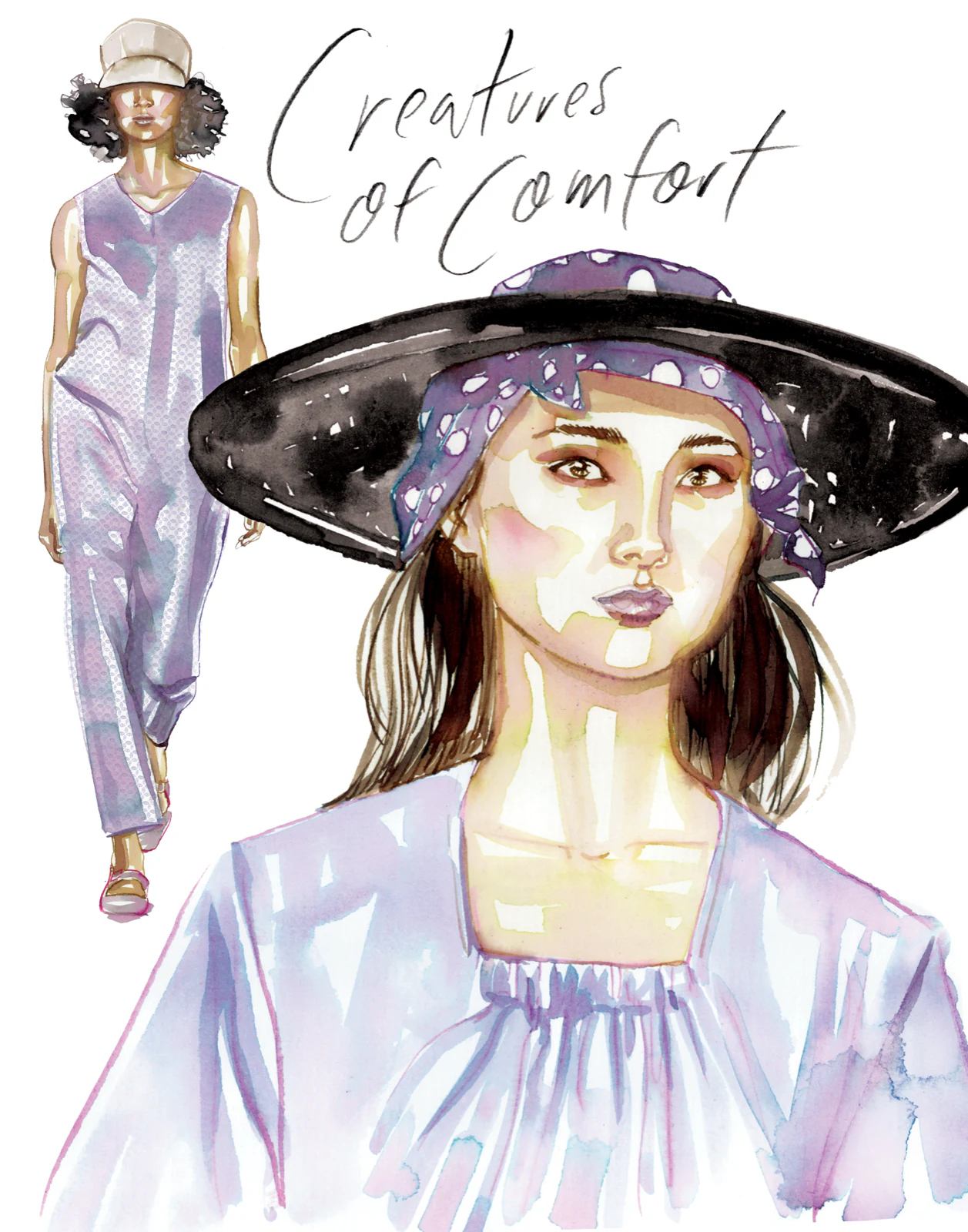 Creatures of Comfort, fashion and beauty illustration by Samantha Hahn