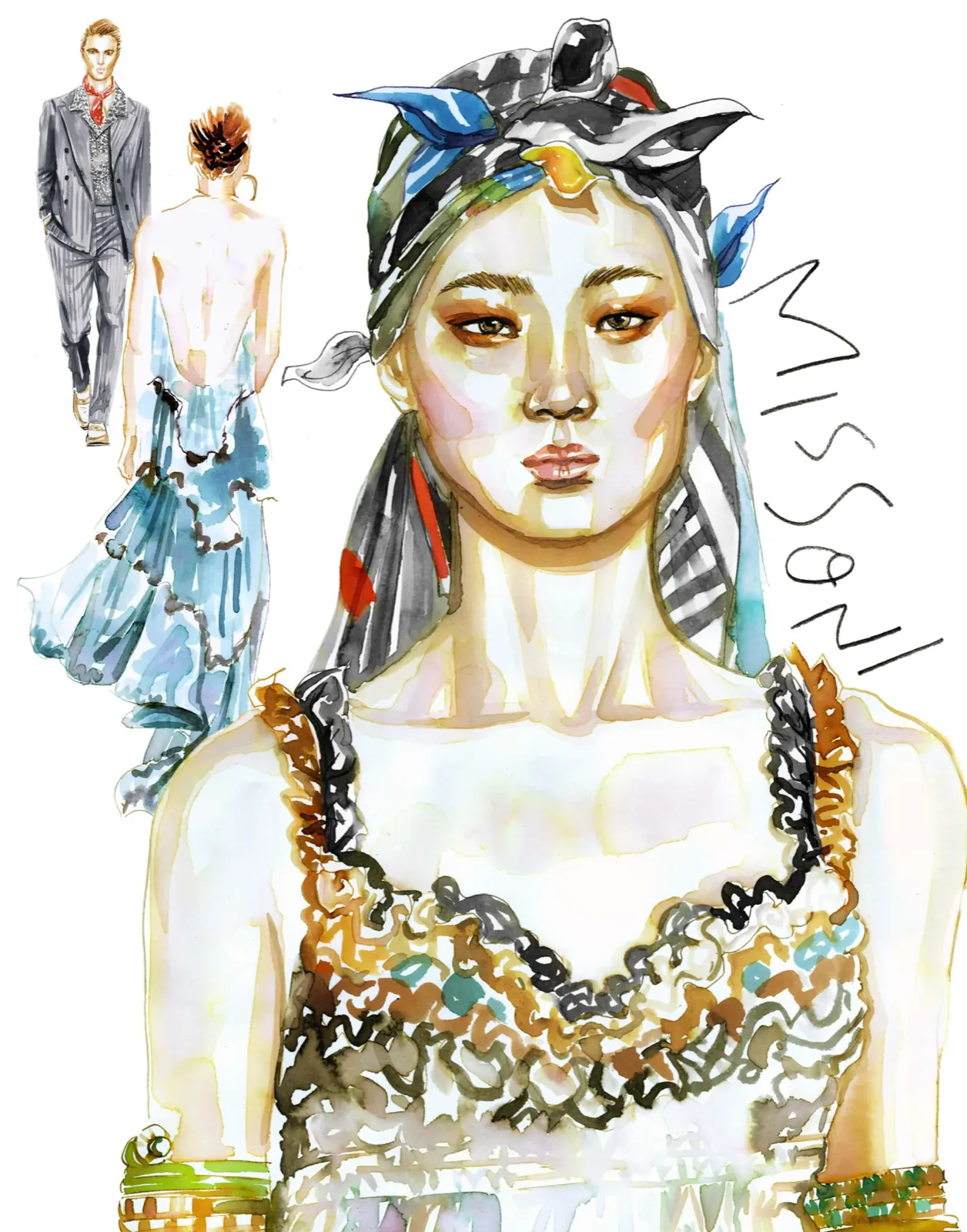 Missoni for The Cut, fashion and beauty illustration by Samantha Hahn