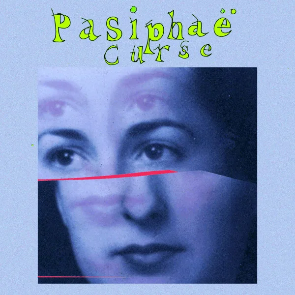 Pasiphaë Curse, photo collage with hand lettering by Samantha Hahn
