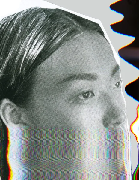 Profile portrait, torn photo collage by Samantha Hahn